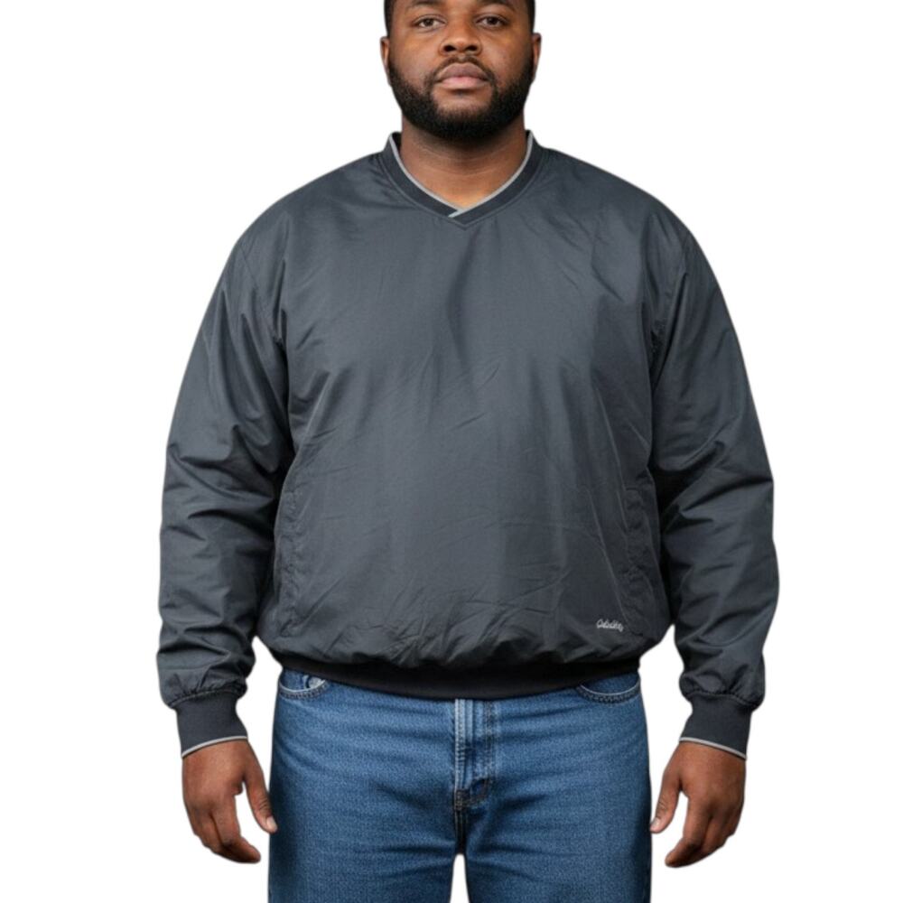 Cabela’s Mens 2XL Black Pullover Windbreaker Rain Jacket V-Neck Lined Pockets